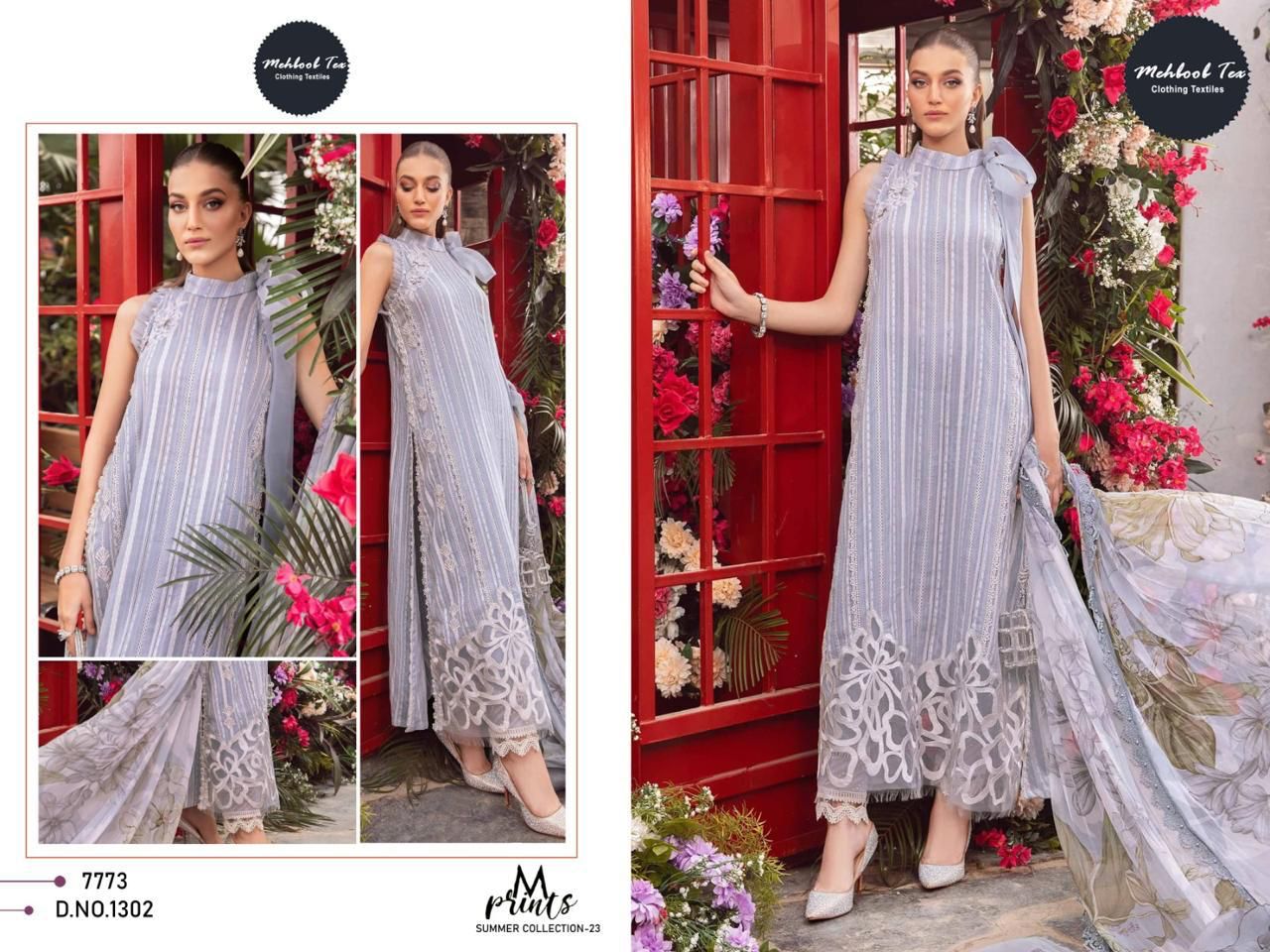 M print Spring Summer 22 By Mehboob 1301 And 1302 Pure Cotton Pakistani Suit Exporters in India